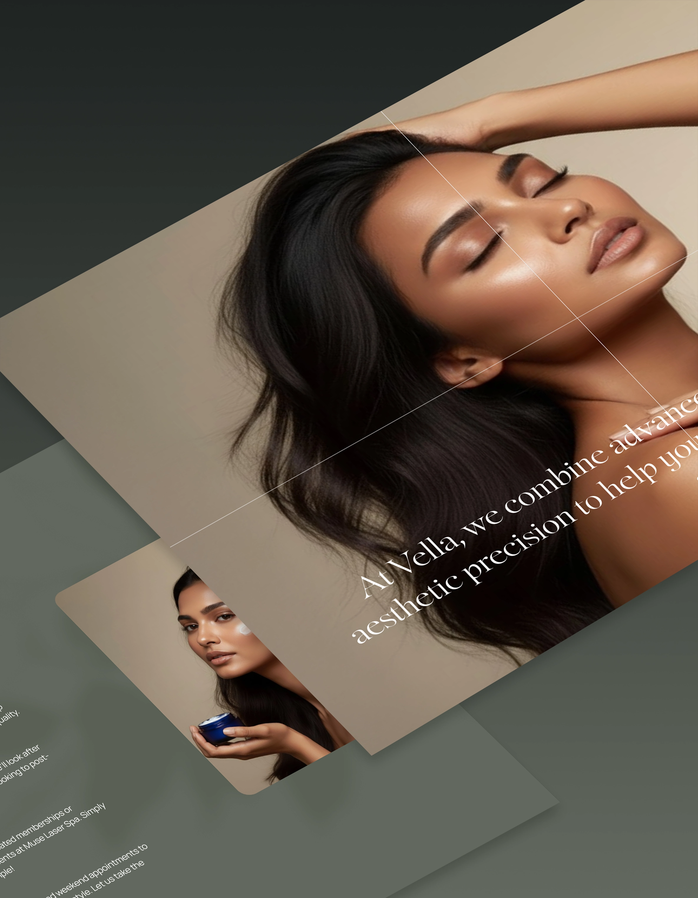 Mobile phone displaying Vella's “Beauty” section from the website