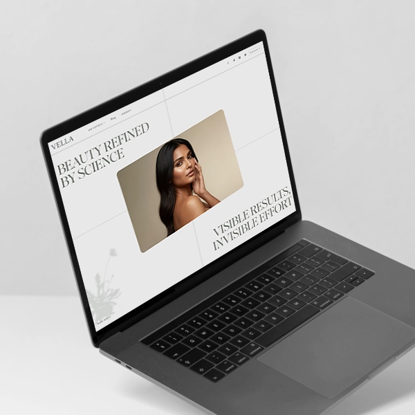 Vella business cards featuring brand identity and staff contact details