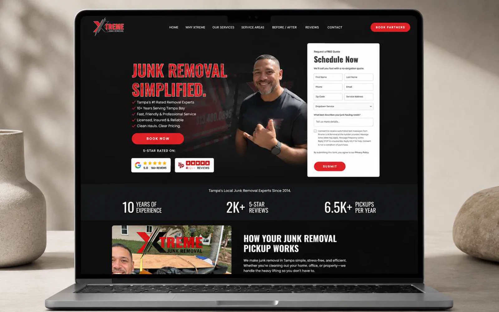Xtreme Junk Removal case study preview Xtreme Junk Removal website presented on a laptop