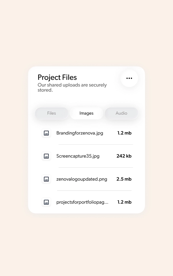 Close-up of Zenova’s internal messaging feature, showing a real-time conversation between team members in the dashboard.